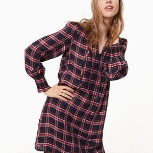 Ann Taylor Loft Plaid Smocked Shirtdress | Size M